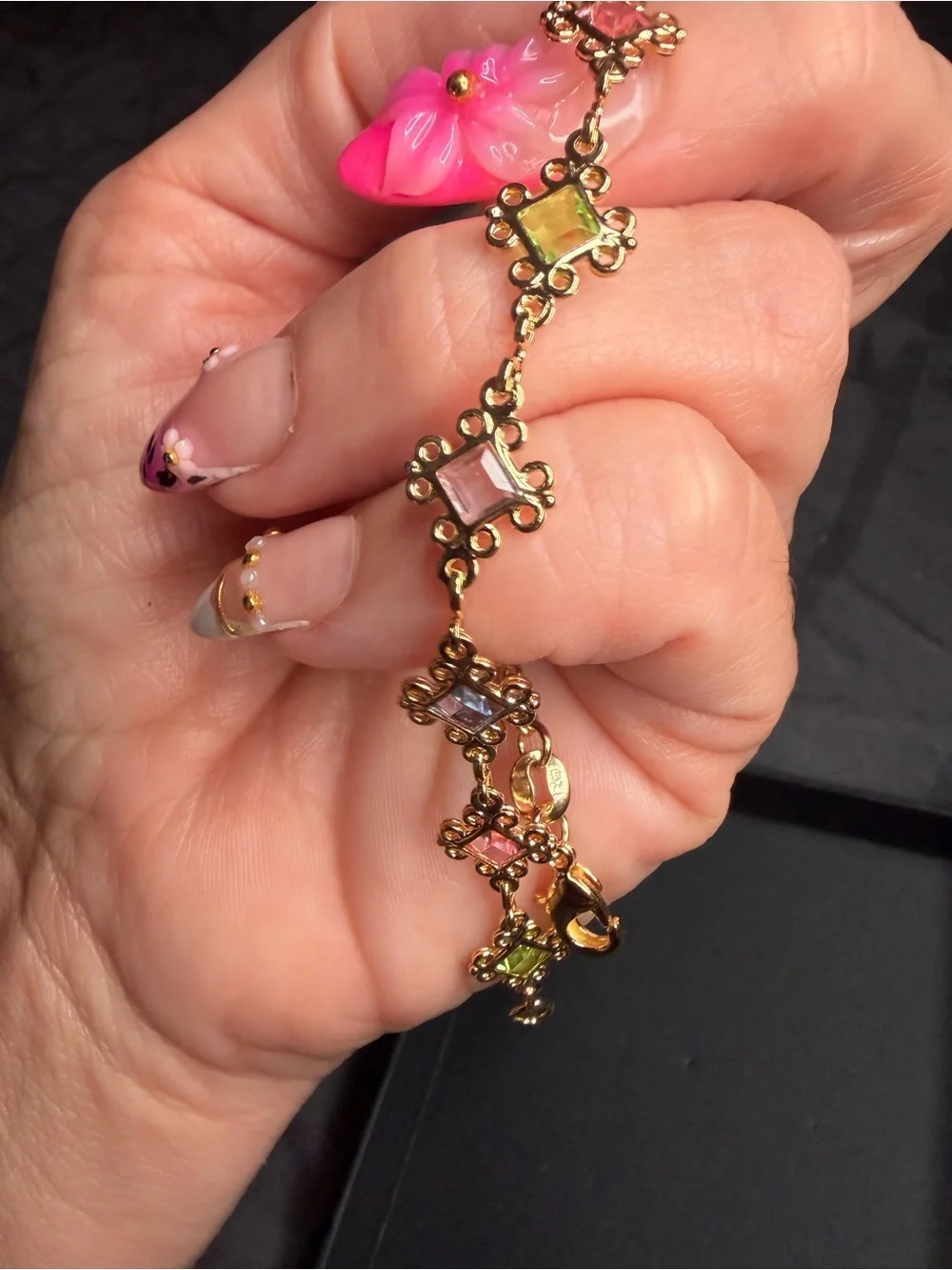 Gold Filled Multicolor Baguette CZ Bracelet | Adjustable